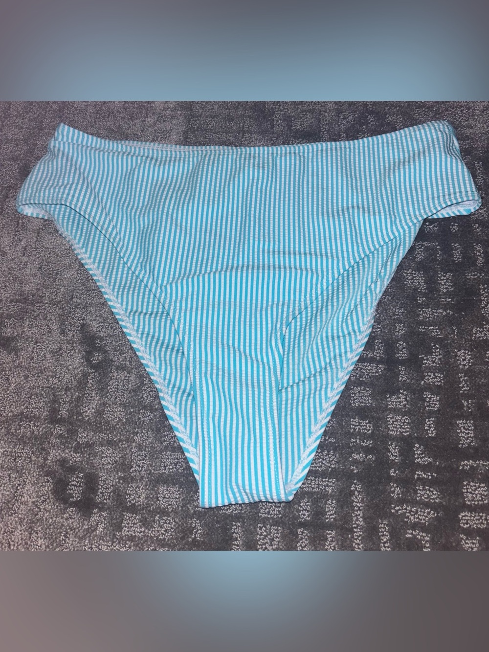 Striped Light Blue & White Bikini Bottom